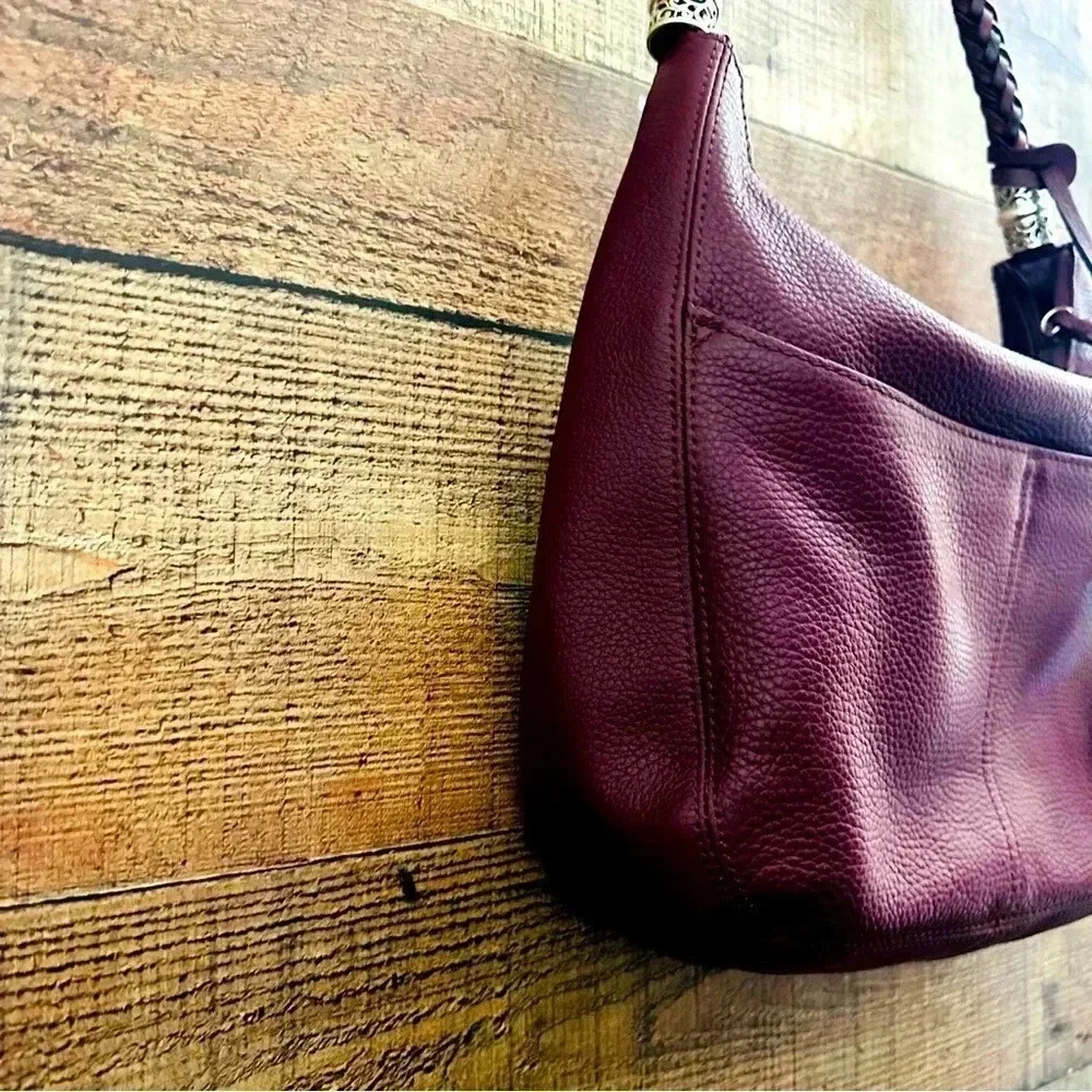 NWOT Rare Brighton Heart ♥️ Charm W Tassel Red/Burgundy Barbados Ziptop Hobo
